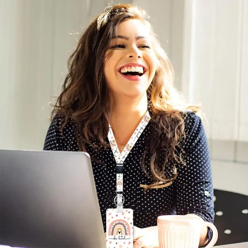 ID Badge Holder com cordão, Heavy Duty, Vertical ID Protector, Bage Clips para enfermagem