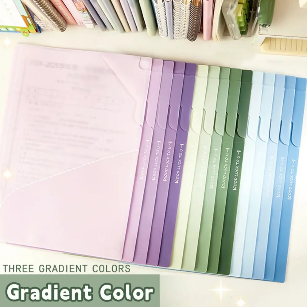 

5PCS/Set A3/A4 File Folder Thickened Waterproof Exam Paper Storage Clip Gradient Color Document Organizer Document Storage