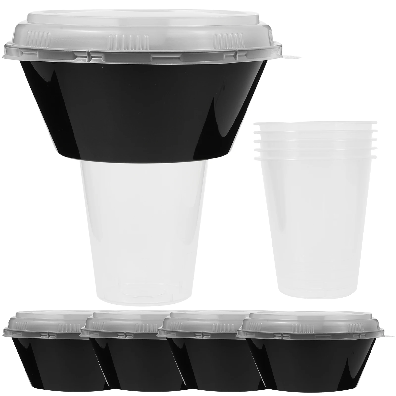 

5 Sets Snack Cup Delicate Beverage Combined Drink Bowl Food Containers Lids Portable Thickened Glass Party Supplies Compact Bowl
