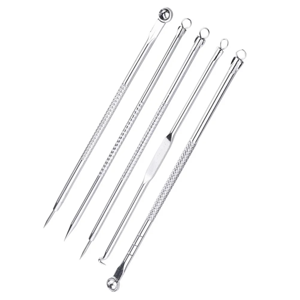 1Set Acne Removal Needle Silver Stainless Steel Blackhead Extraction Tool Facial Cleansing Silver Kit Removal Needle