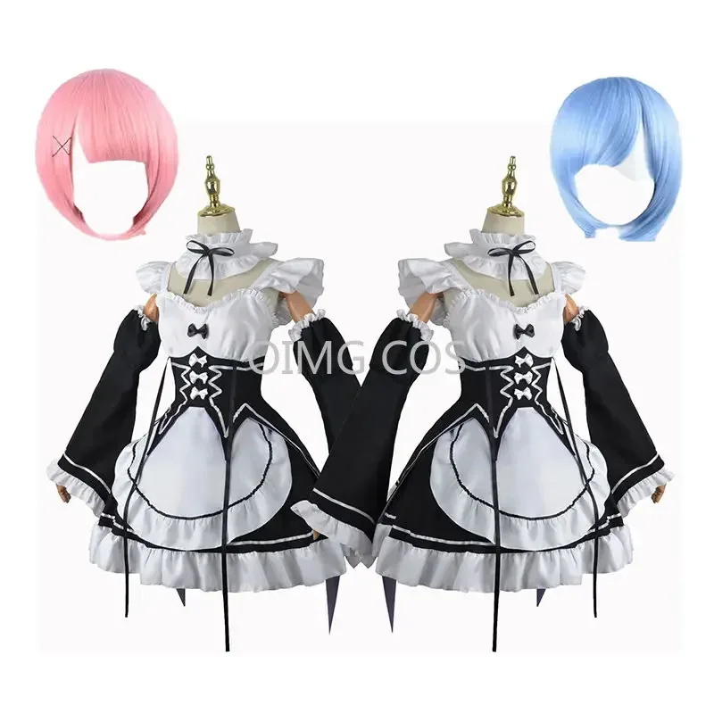 Ram/REM cosplay re: zero Kara hajimeru isekai Seikai disfraces vestido tocado traje de fiesta anime vestido de sirvienta disfraz