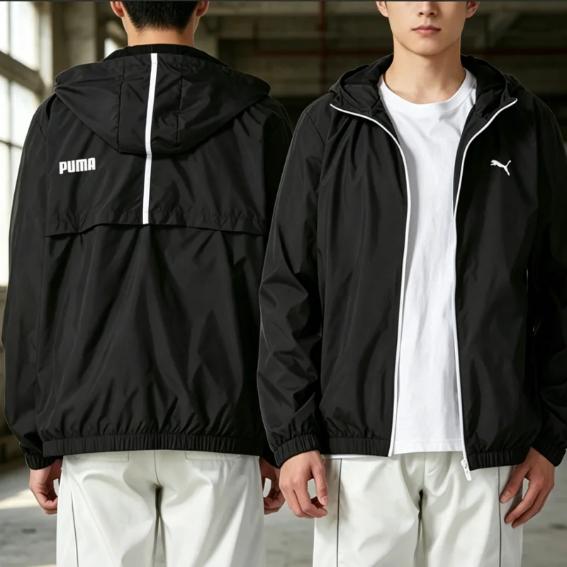 Puma Men Classic Pure Black Jacket Coat Woven Hooded Jacket 691345-01