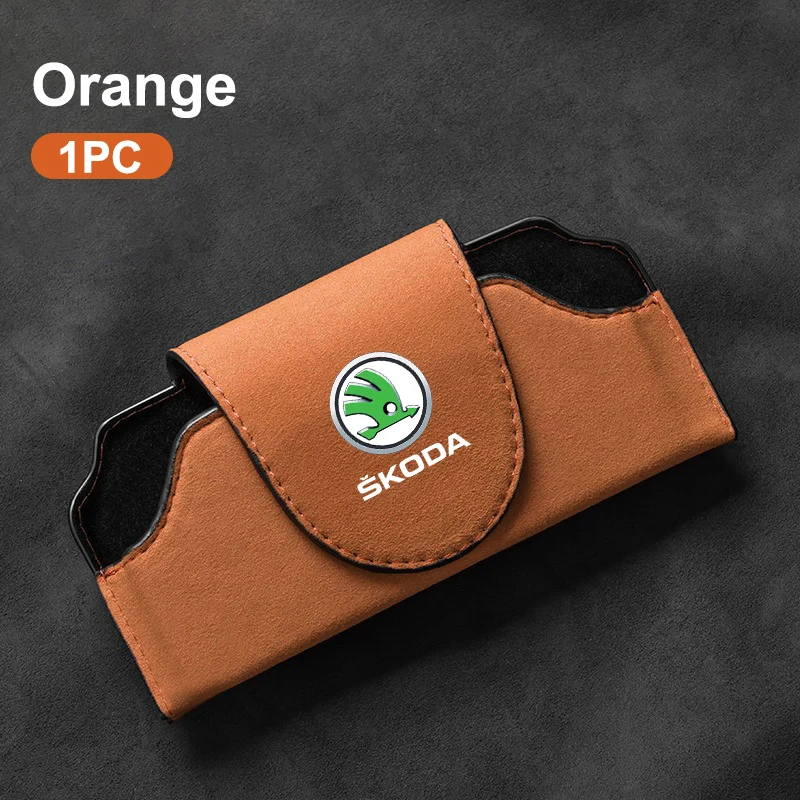 جديد الجلد المدبوغ سيارة الداخلية نظارات حالة النظارات صندوق تخزين كليب لسكودا اوكتافيا السريع كودياق رائع مشتق كاروك فابيا Kamiq #3