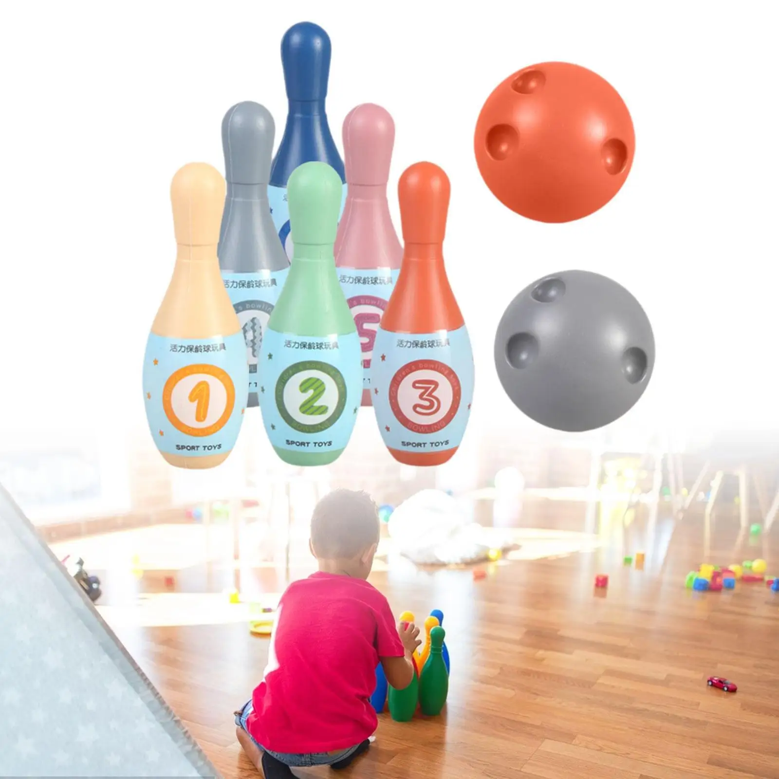 

Kids Bowling Sports Game Plastic Pins Balls Backyard Lawn Mini Bowling Set for Children Play