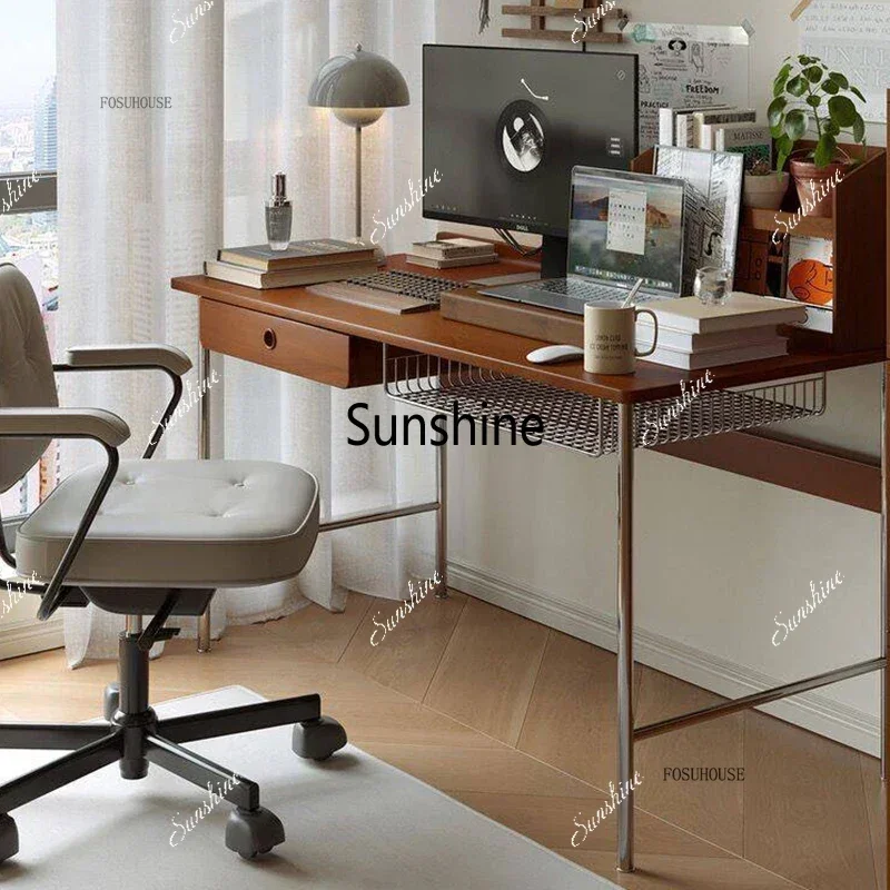 YYNordic Solid Wood Computer Desks Home Study Office Reading Desk Retro Designer Creative Study Table for Office Computer Table