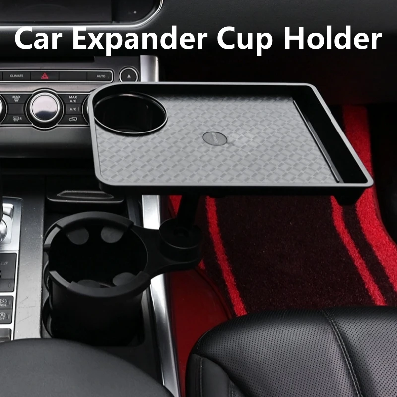 Universal Car Cup Holder Tray with Dual Cup Holder Organized Table Food Car Tray Portable 360° Rotating Adjustable Drink Stand