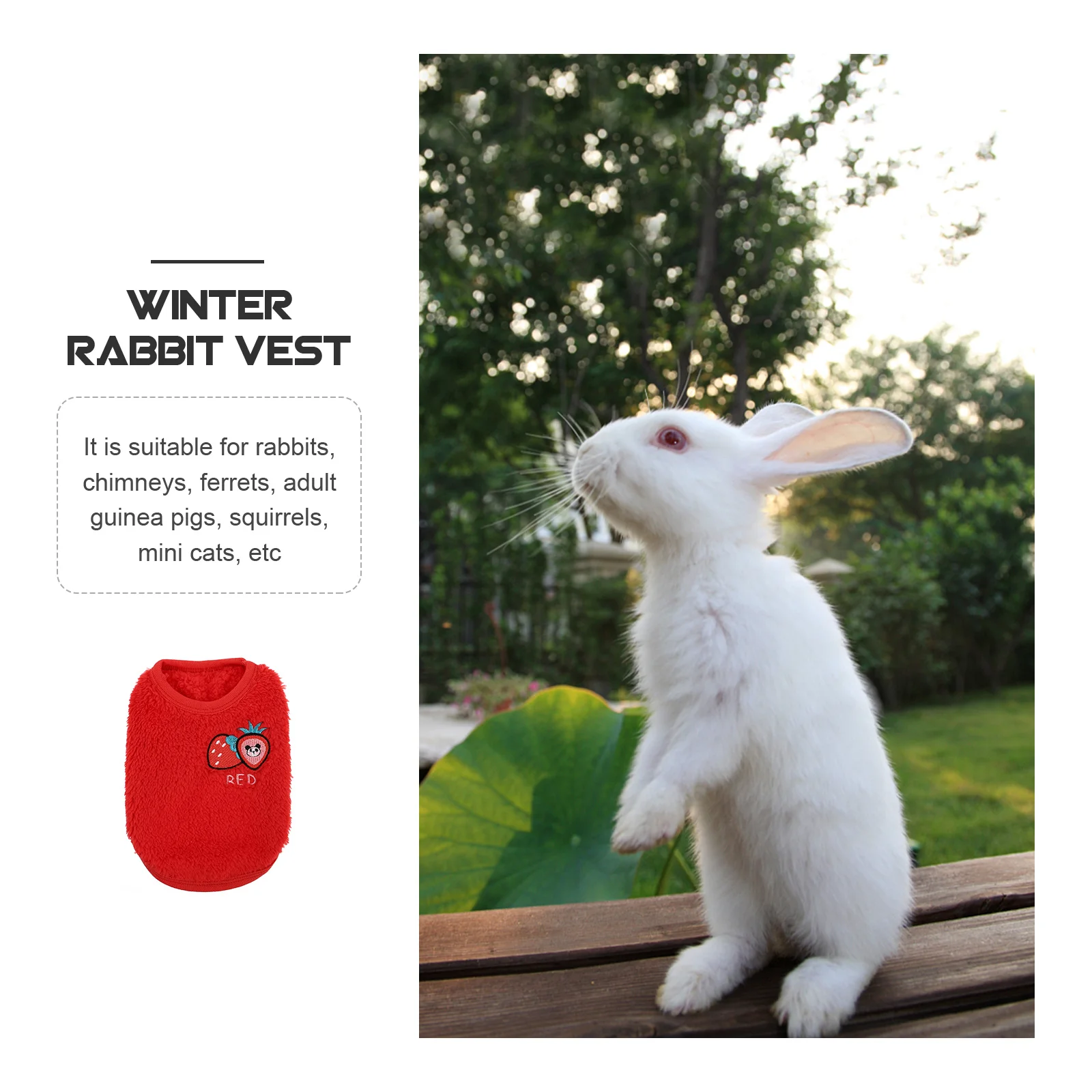 

1Pcs Winter Rabbit Clothing Solid Color Warm Pet Flannel Coat for Small Animals Breathable Washable All-Match Colored Outfit