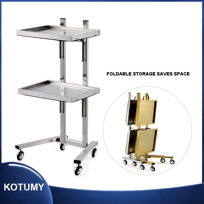 Special Hot Dyeing Car Stainless Steel Beauty Salon Cart Haircut Folding Tool Cart Hair Salon Barbershop Dessert Shop Hotel Use