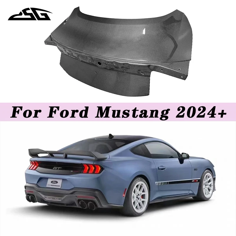 Couvercle de coffre de pare-chocs arrière en Fiber de carbone, couvercle de protection de pont pour Ford Mustang, panneau de plaque de coffre de voiture, Kits de carrosserie de pièces automobiles