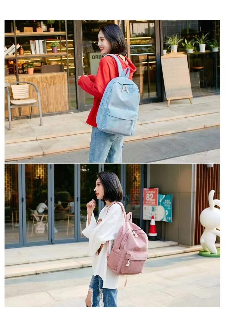 Cord-Rucksack, Academy Fashion Schultaschen für Mittelschule/Highschool und College, niedliche Quastendetail, vielseitige lässige Alltagstasche – Detail 9