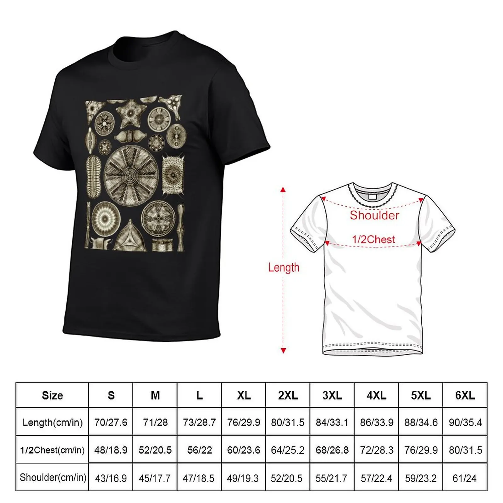 Ernst Haeckel Diatoms Vintage Brown T-Shirt anime stuff designer shirts graphics Short sleeve tee mens workout shirts