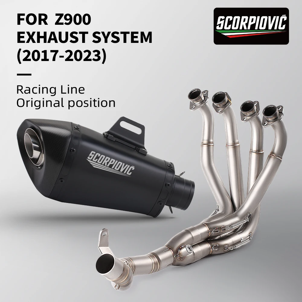 For Z900 ninja900 Full System Motorcycle Exhaust Escape Modify Slip On Front Mid Link Pipe With Muffler 2017-2023