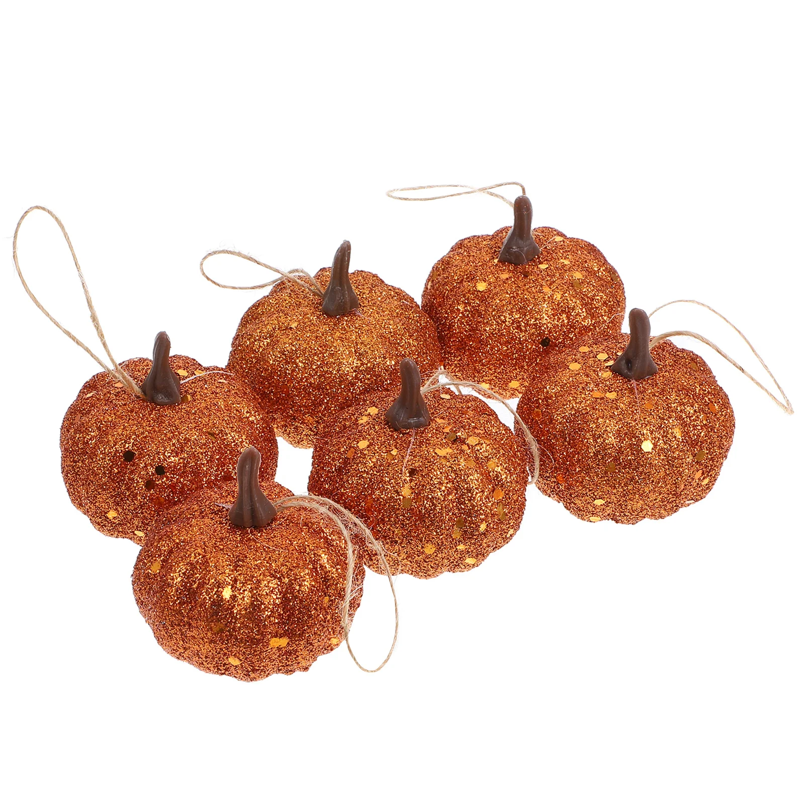 

6Pcs Artificial Foam Mini Glitter Pumpkins Realistic Small Decorative Pumpkins for Halloween Tabletop Fall Harvest Decor