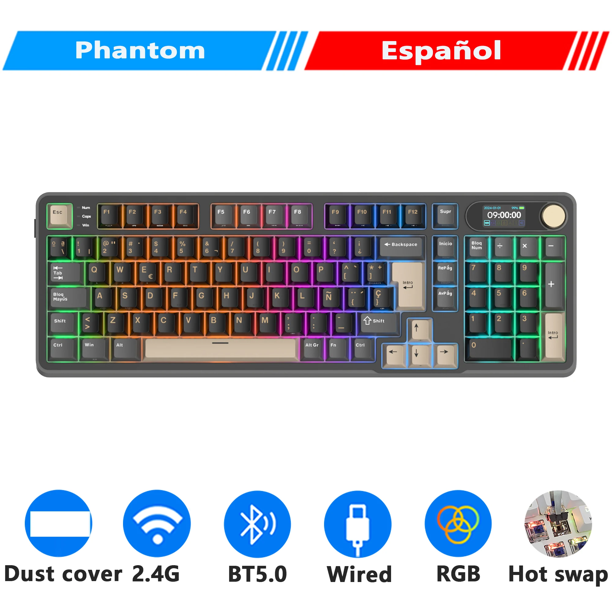 Y*U様 RK  KLUDGE S98 メカニカルキーボード スカイブ RK ROYAL KLUDGE S98 メカニカルキーボード 98キー RGB ワイヤレス