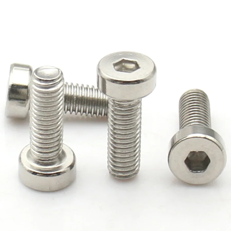 1-25pcs M2 M2.5 M3 M4 M5 M6 M8 M10 M12 304 Stainless Steel Hex Socket Cap Head Screws DIN 7984 Low Profile Thin Cylinder Bolts