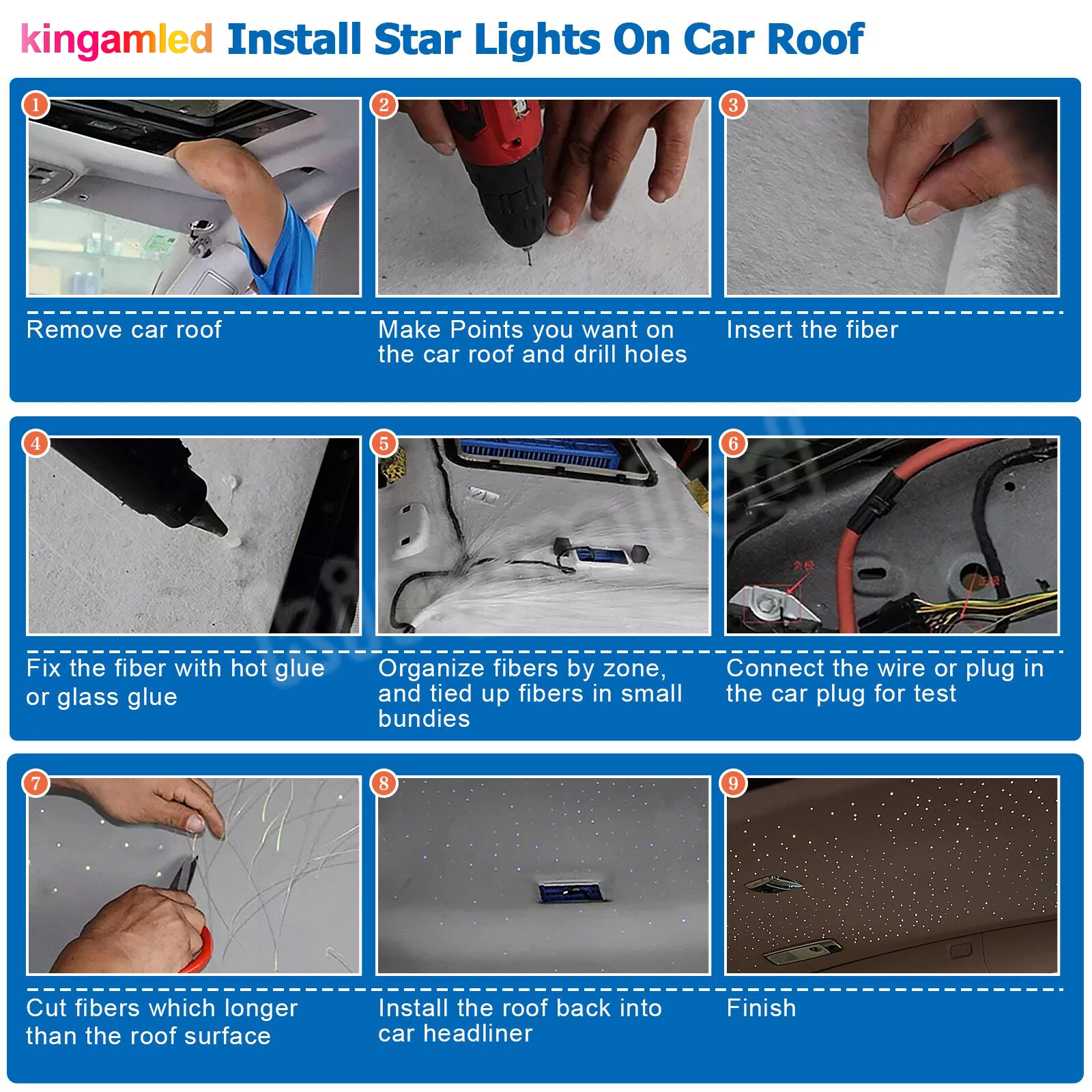 16W Twinkle Meteor Fiber Optic Star Ceiling With APP Shooting Star Optical Fiber Light Kit For Home Car Roof  Starry sky Ceiling