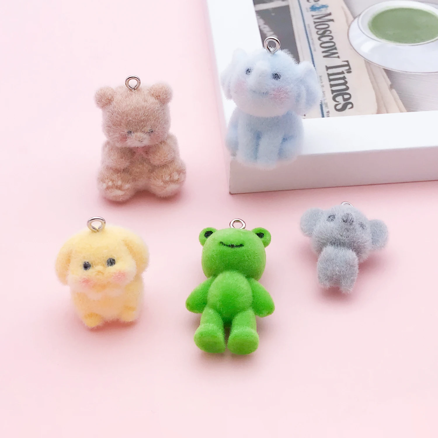 5pcs Resin Flocking 3D Animal Pendant Jewelry Making DIY Earrings Charms for Jewelry Bracelets Necklace