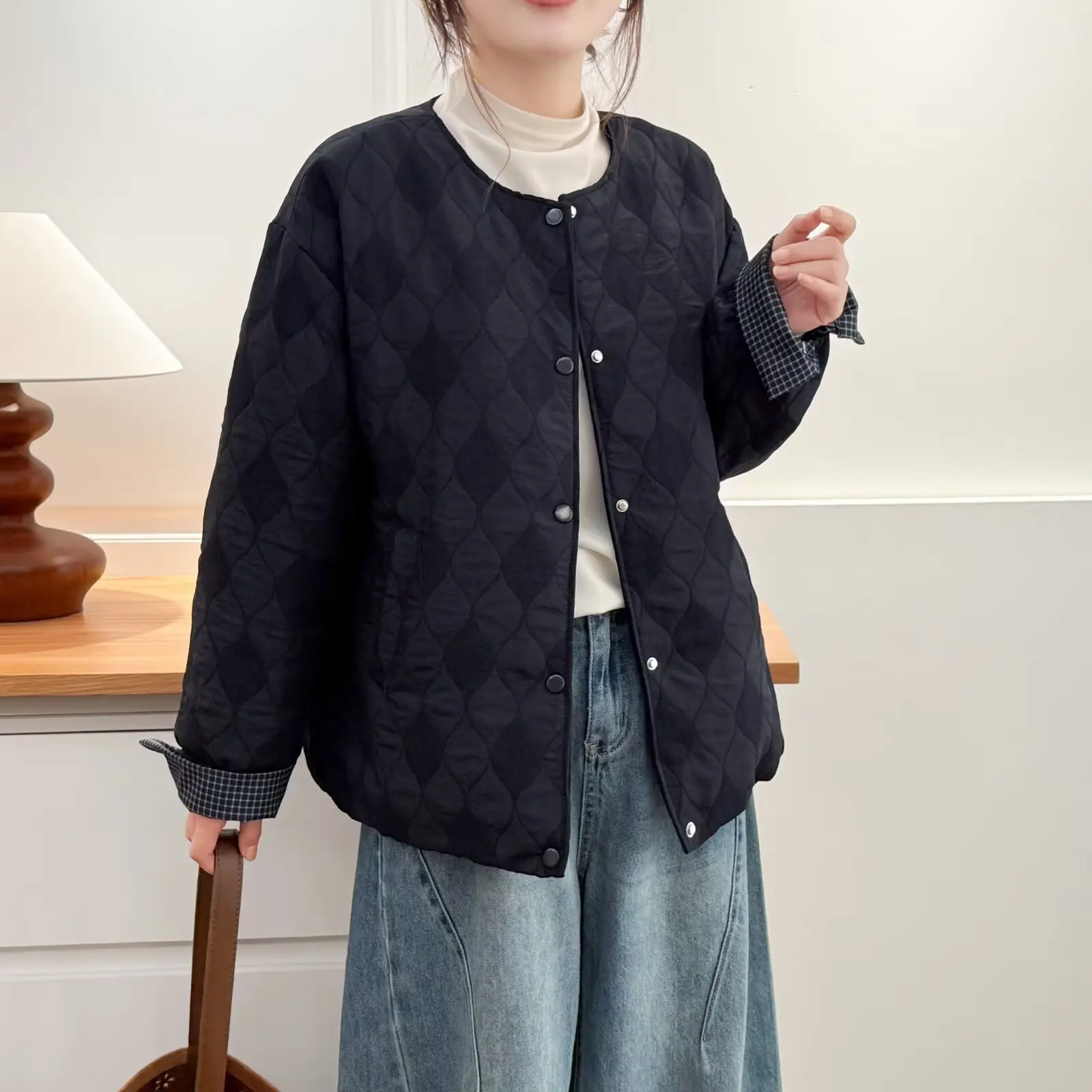 

XXXXL Fashion Plus Size Women's Parkas Fake Two Pieces Padded Jackets For 2025 autumn/winter Korean Style Casual Warm Coats 2508