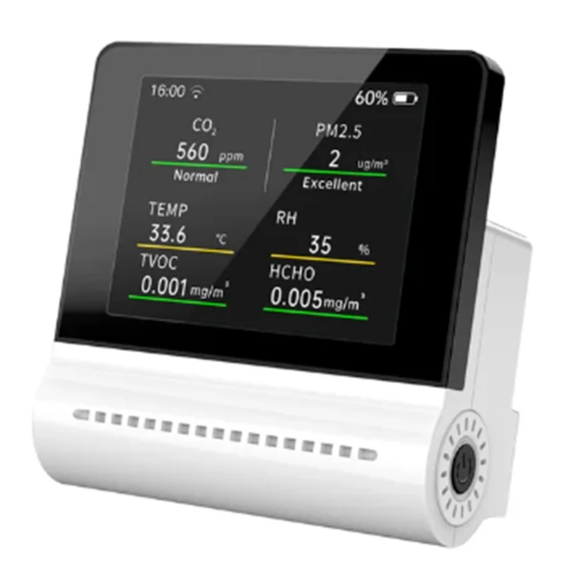 

1 Set Air Quality Monitor Pm2.5 HCHO TVOC Co2 Temperature Humidity Multifunctional Capacitive Touch Screen