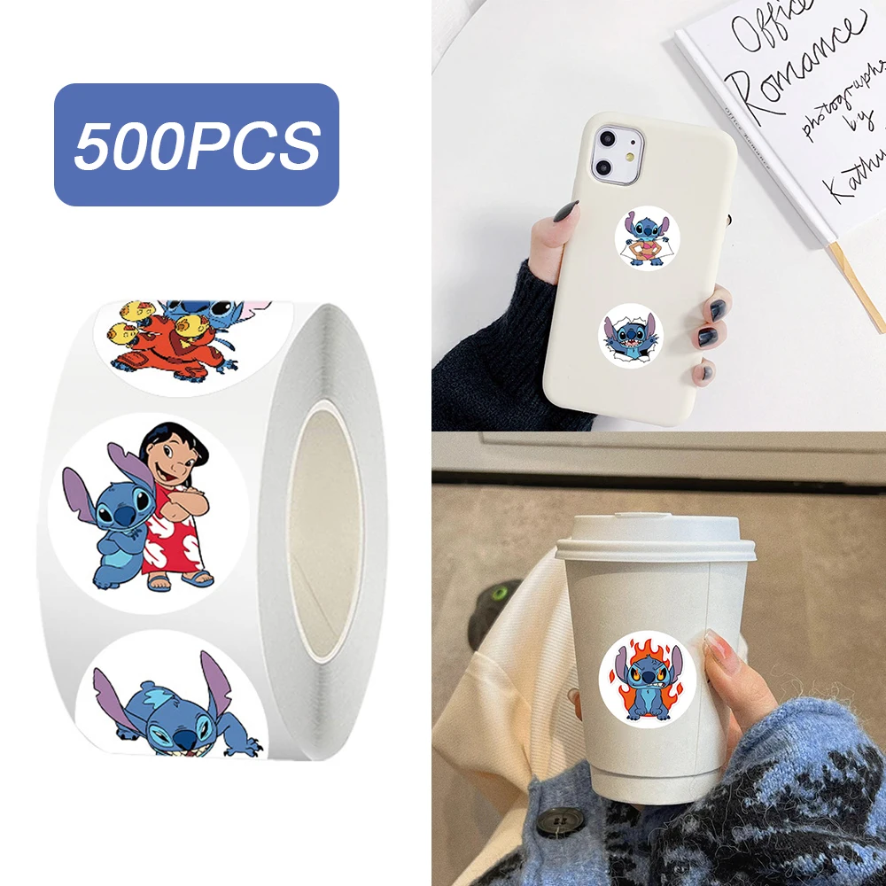 

500pcs/roll Cartoon Stitch Disney Sealing Stickers Cute Creative Anime Sticker Notebook Phone Guitar Laptop Decals Kids Toy Gift
