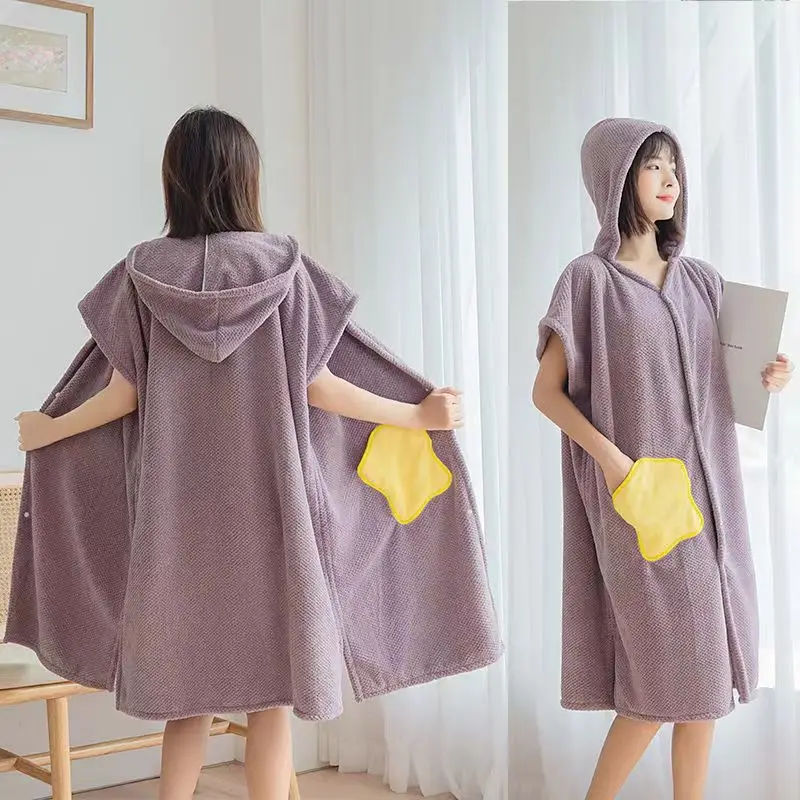 

New Wearable Microfiber Bathrobe Woman Shower Female Soft Bath Towel For Adults For Home Textiles Bath And Sauna Towels Bathroom