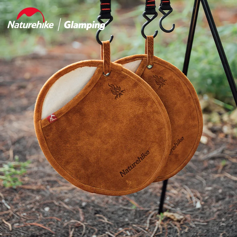 Naturehike-guante de 2 capas de piel de vaca, manoplas protectoras resistentes a altas temperaturas para horno, Picnic, vajilla, aislamiento, 146g