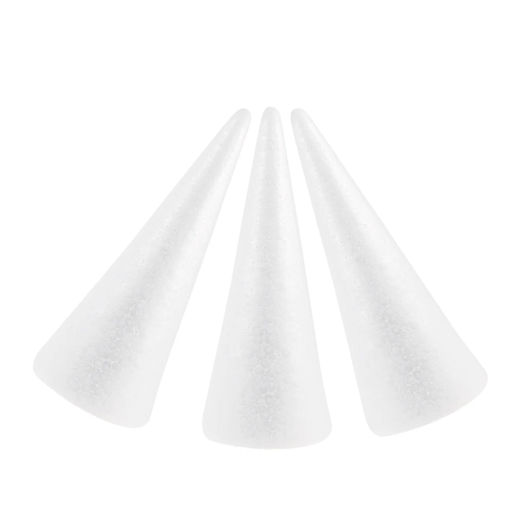 

3pcs White Foam Cones DIY Craft Project Materials Polystyrene Sculpture Cone Kids Art Education Christmas Tree Foam Model