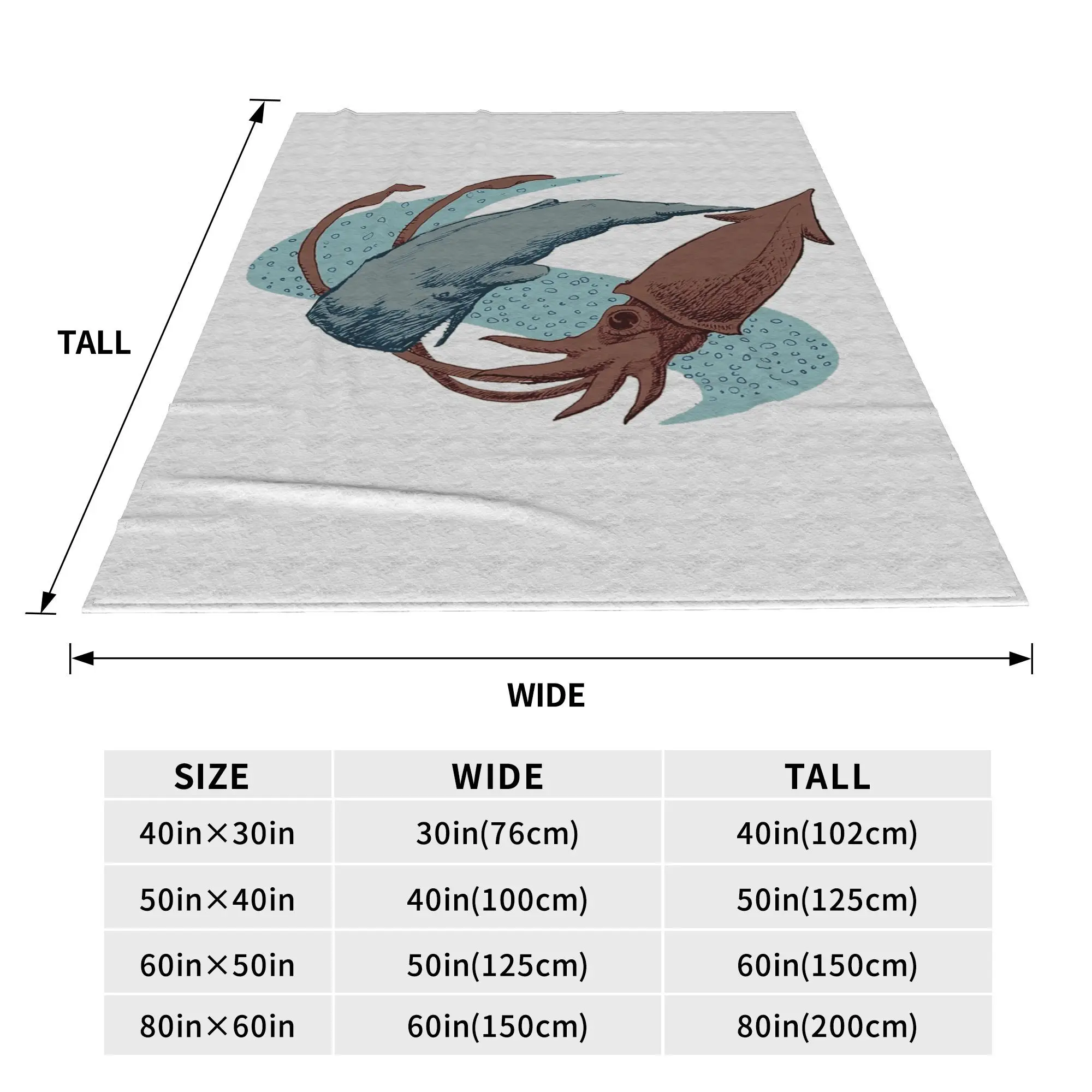 Sperm Whale vs Giant Squid Blanket Soft Warm Flannel Throw Blanket Cover for Bed Living room Picnic Travel Home Couch