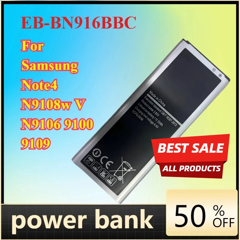 

EB-BN916BBC 11.55WH 4.4V Battery for Samsung Note4 N9108w V N9106 9100 9109 Mobile Phone Batteries