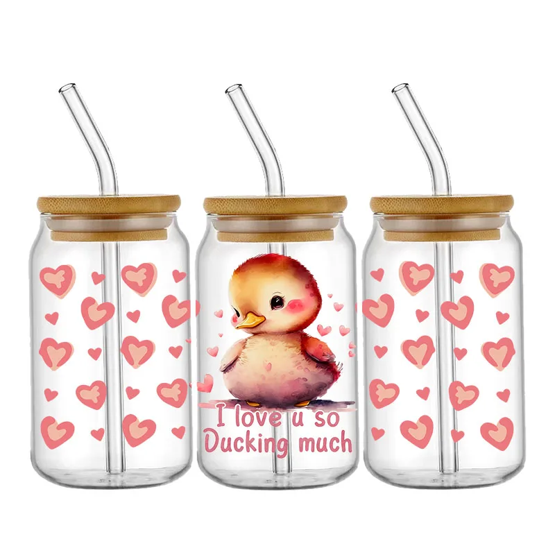 UV DTF Transfer Sticker Valentine's Day For The 16oz Libbey Glasses Wraps Cup Can DIY Waterproof Easy To Use Custom Decals