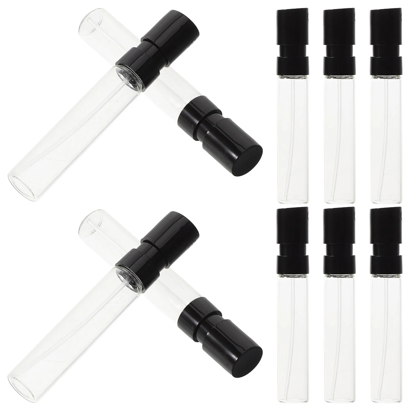 10 Botellas de Perfume de Vidrio de 2 ml, Mini Atomizadores Portátiles Recargables con Pulverizador Francés, Mini Decantadores de Colonia con Niebla Fina