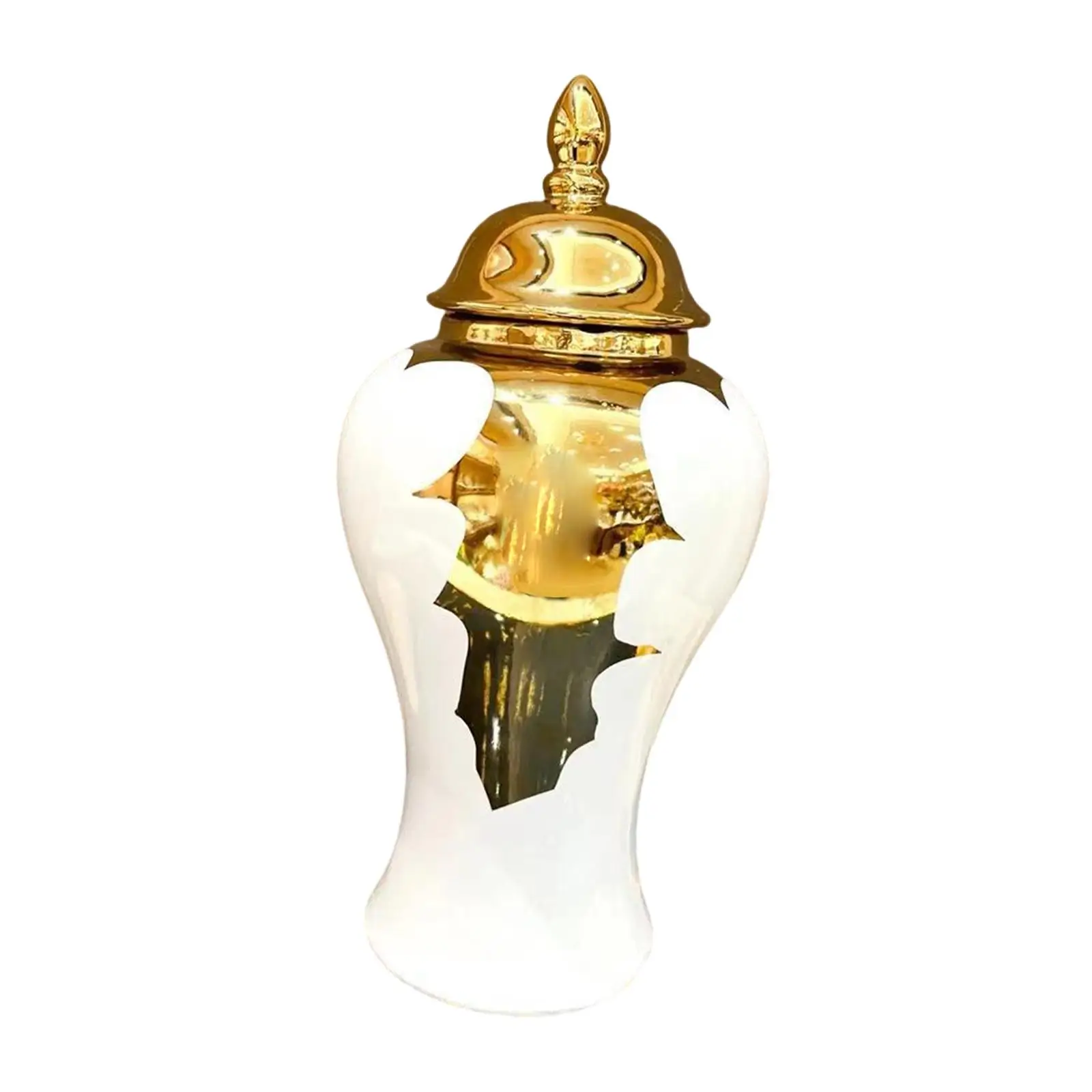 Porcelain Ginger Jar Flower Vase with Lid for Home Decor Ceramic Storage Jar for Bedroom Living Room Office Centerpiece