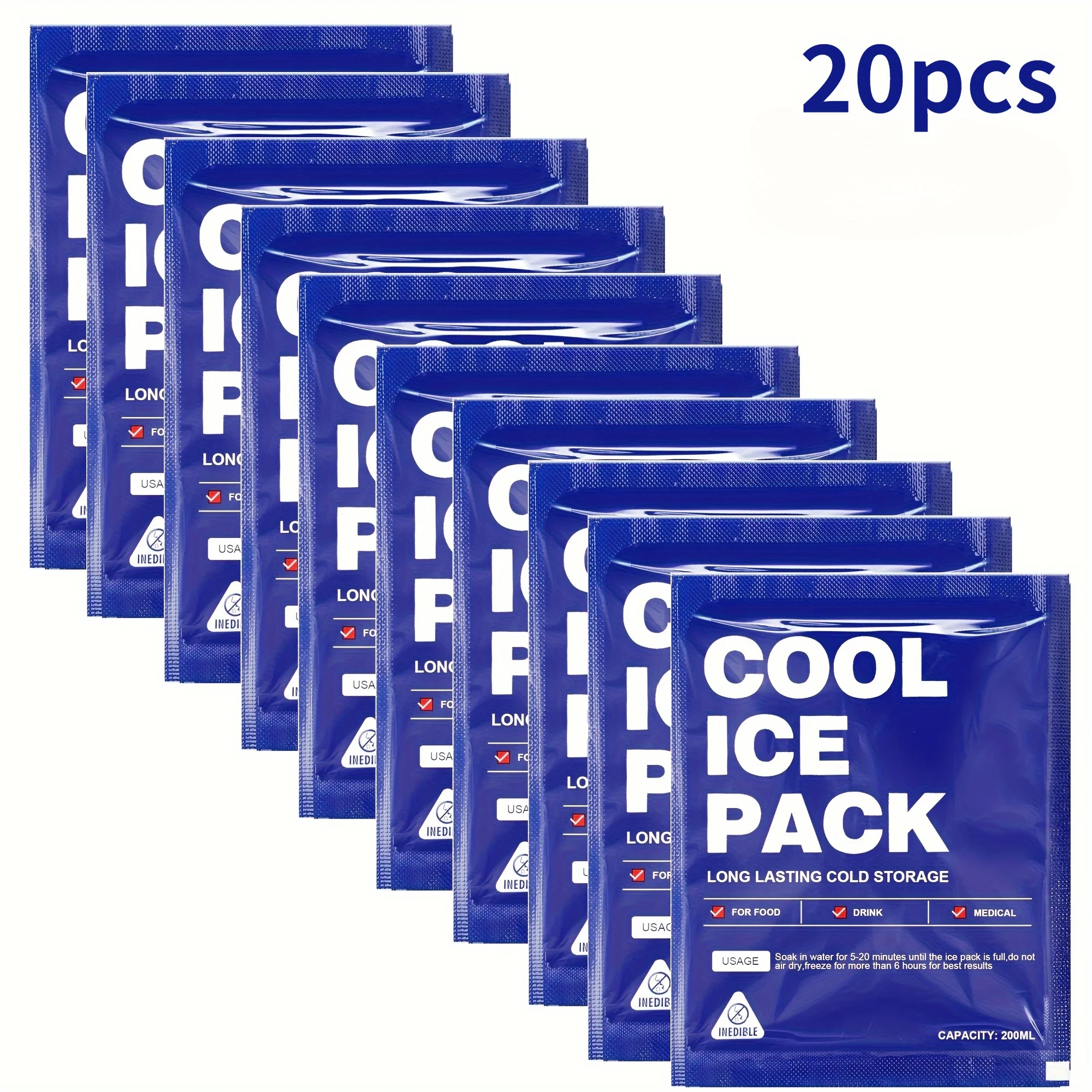 5/20Pcs Reusable Ice Pack Cooler Freezer Cooling Bags For Lunch Box Summer Travel Camping Beach Portable Cold Compress Refrigera