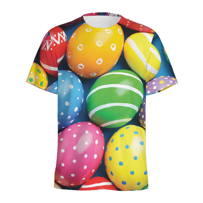 3D Printed Multi Color Eggs Graphic T Shirt For Men Women Short Sleeves Round Neck Funny Fried Egg Tees Tops New In Mens Tshirts