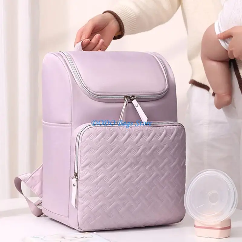 

E8FB Insulated Delivery Bag with Spacious Compartments for Easy Organization Large Water Resistant Mom Diaper Backpack