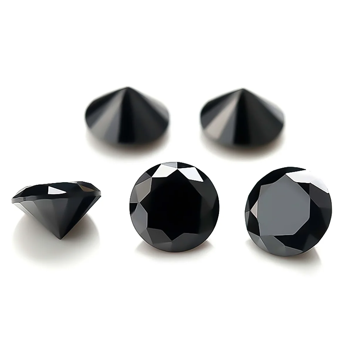 Real Round Black Moissanite Stones 0.1ct to 20ct Excellent VVS1 Cut Lab Loose Gems Pass Diamond Tester for Fine Jewelry Making