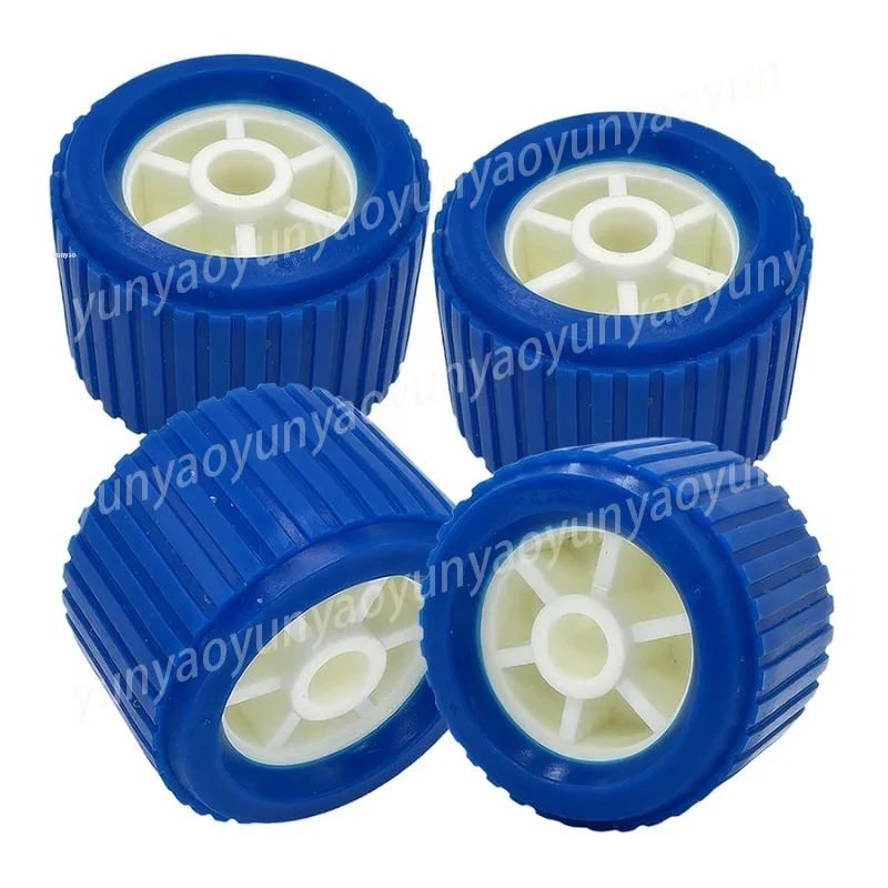 4 Piece/Set Boat Trailer Ribbed Wobble Rollers Blue Trailer Roller Ramp PP Rollers Lift Wheels Kit for Trailer Boat
