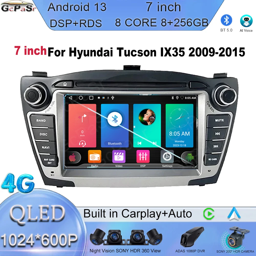 For Hyundai Tucson IX35 2009-2015 7 Inch 5G WIFI Auto Android Car Radio GPS Navigation Multimedia Stereo Carplay No 2din DVD