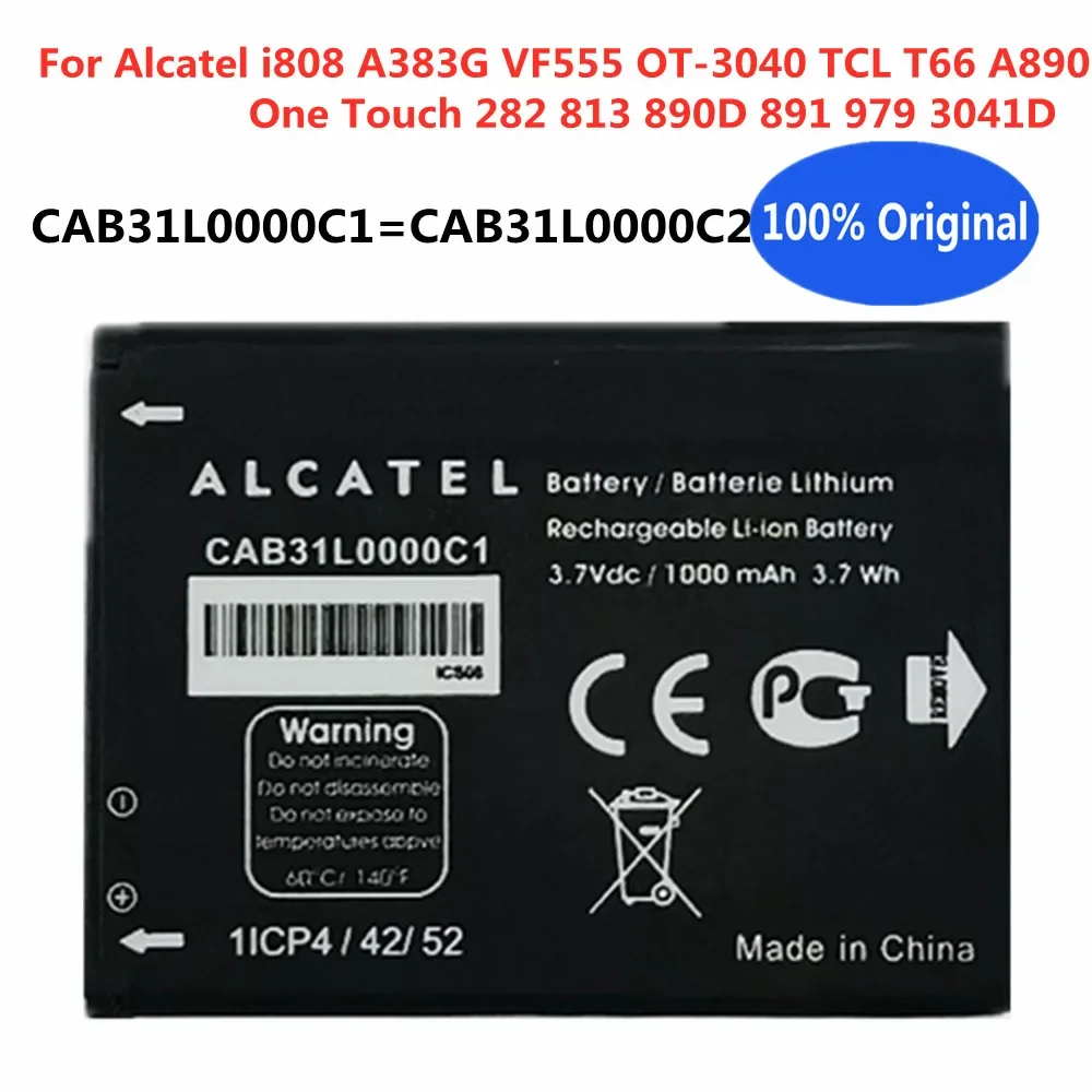 CAB31L0000C1 CAB31L0000C2 Original Battery For Alcatel I808 A383G VF555 OT-3040 TCL T66 One Touch 282 813 890D 891 979 Phone