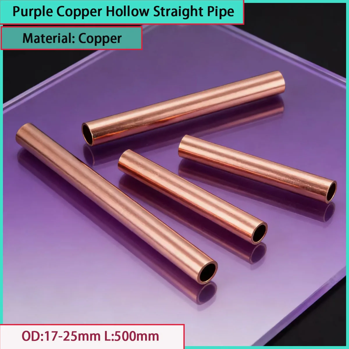 Hollow Hard Purple Copper Pipe Straight 17-25mm Outer Diameter 500mm Long