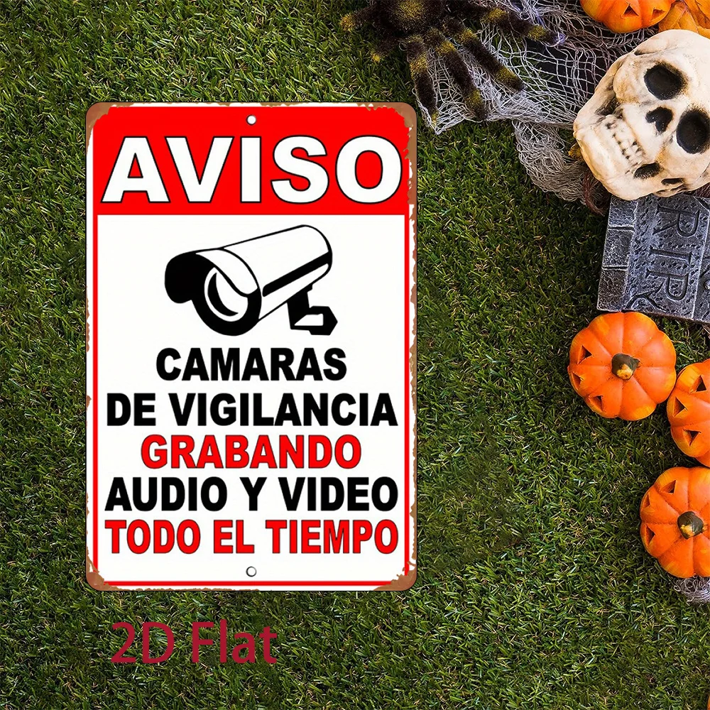 Surveillance Warning: 24-Hour Audio and Video Recording Sign, Suitable for Home Decor, Restaurant Decor, Bar Decor