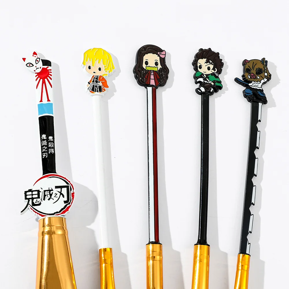 Anime Demon Slayer Makeup Brushes Figure Tanjirou Nezuko Kawaii Crystal Powder Eyeshadow Blush Brushes for Women Makeup Tools