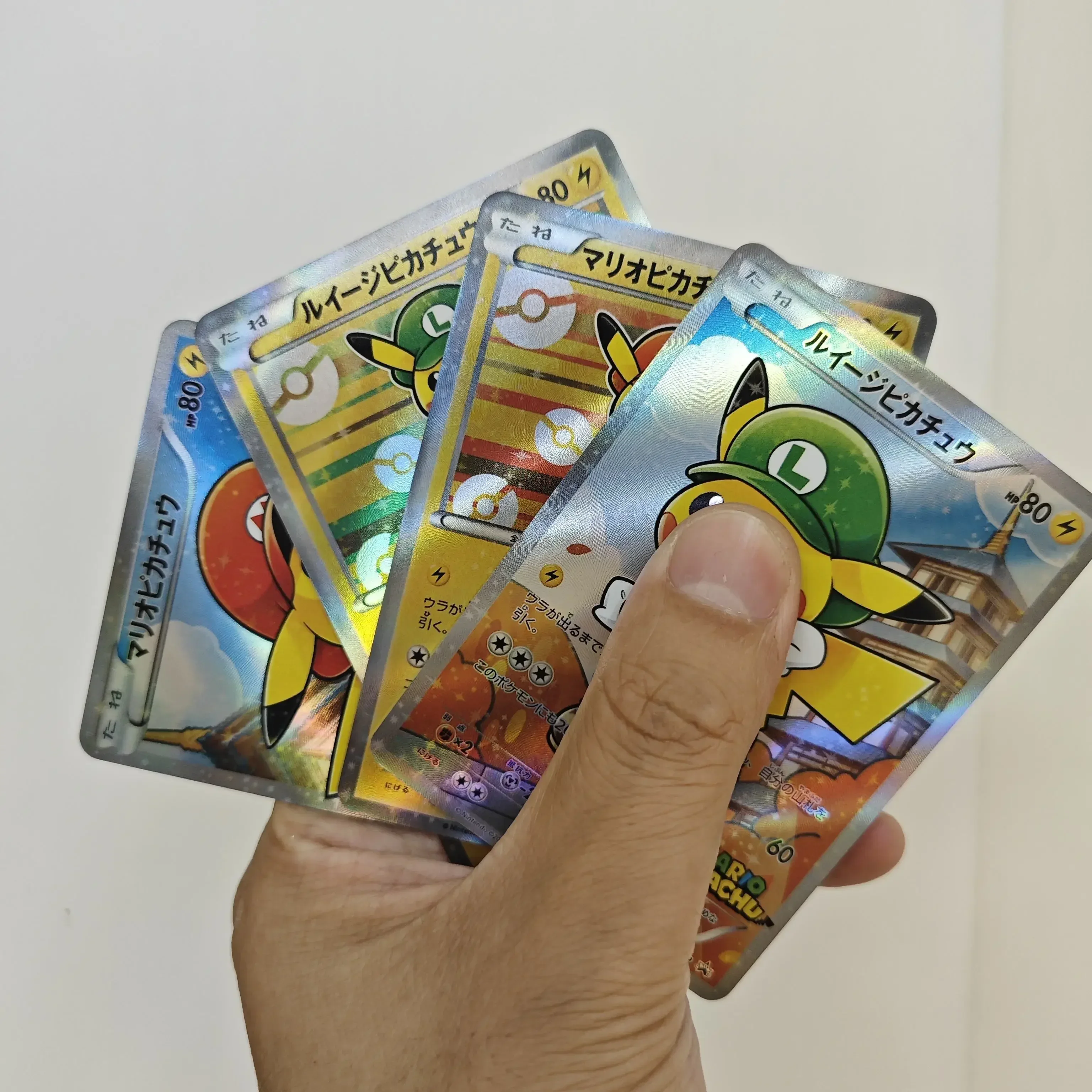 4Pcs/set DIY Pokemon Mario Pikachu Card PTCG Japanese Version Color Flash Anime Figure Collection Card Toy Gift