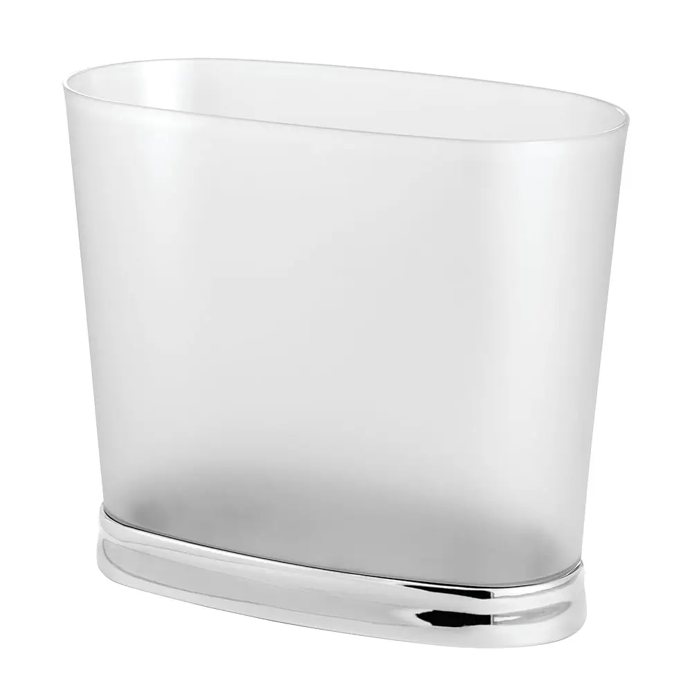 

Bathroom Trash Can, Small Plastic Garbage Can for Bedroom, Office, Desk, or Dorm, Frost/Matte Black