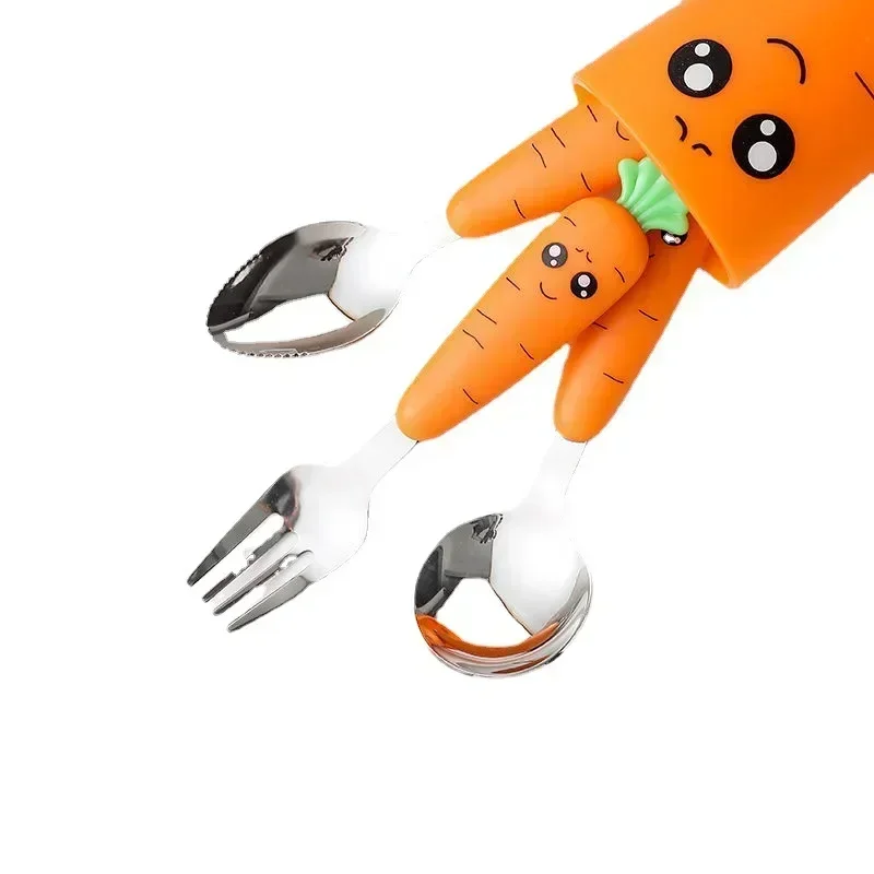 1/3PCS Baby Feeding Utensils Cartoon Fork Spoon Child Cutlery Set Kid Tableware Kitchen Gadgets Cake Vegetable Fork Teaspoon