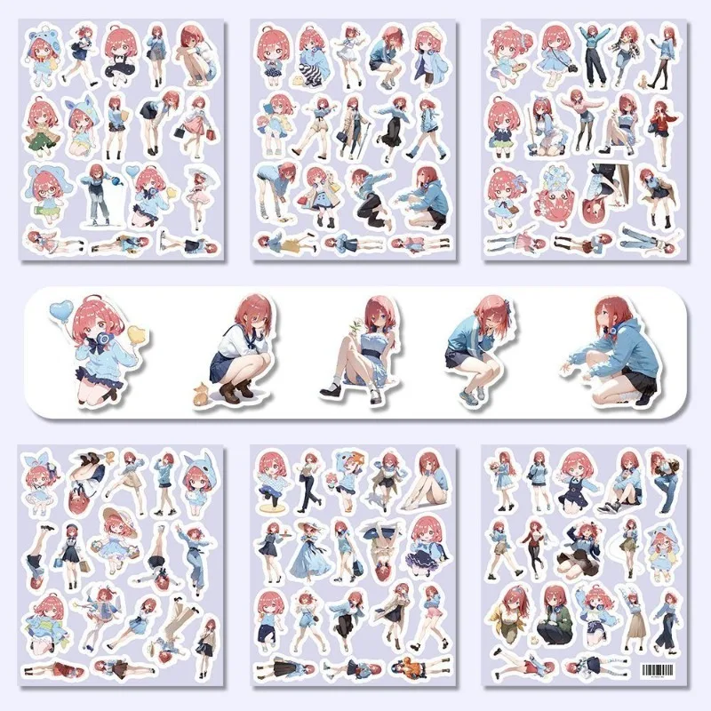 Neu 100 Stück Die Quintessential Quintuplets Nakano Ichika Nakano Nino Aufkleber Schüler-Handbuch Dekoration Notizbuch DIY Aufkleber – Detail 3