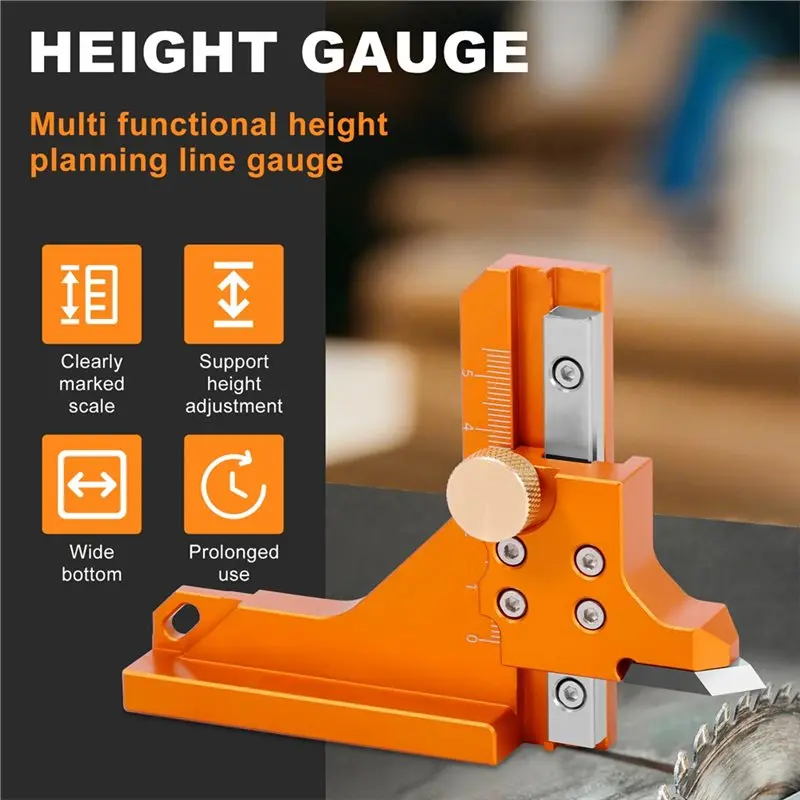ABBO-Woodworking Height Gauge Aluminum Alloy Saw Blade Fixed Height Ruler Table Saw Depth Adjustment Tool