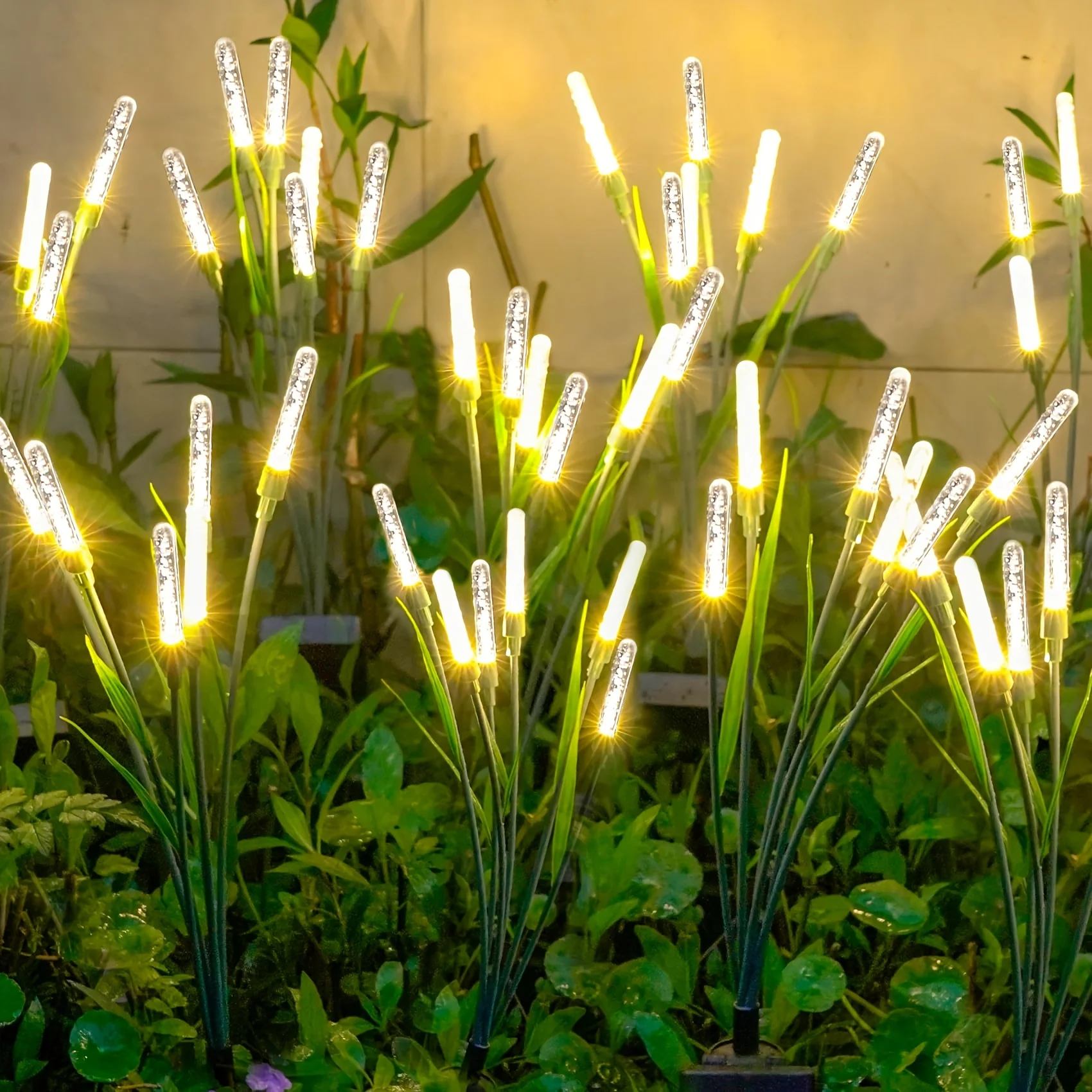 

4 Pack Solar Lights Outdoor Waterproof - Bubble Pathway Lights For Garden Yard Decor, Auto On/Off Dusk To Dawn, IP44 Acrylic Stake Lights, Warm White Solar Powered LED For Driveway Walkway Patio -Solar Reed Lamp