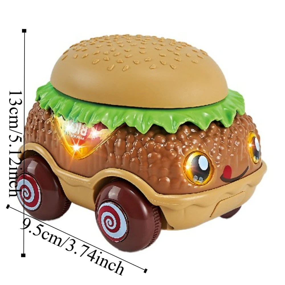 Verzamelbare Puzzel Hamburg Power Car Speelgoed Verlichting Educatie Hotdog Auto Model Simulatie Food Pull Back Auto Speelgoed Kids Cadeau