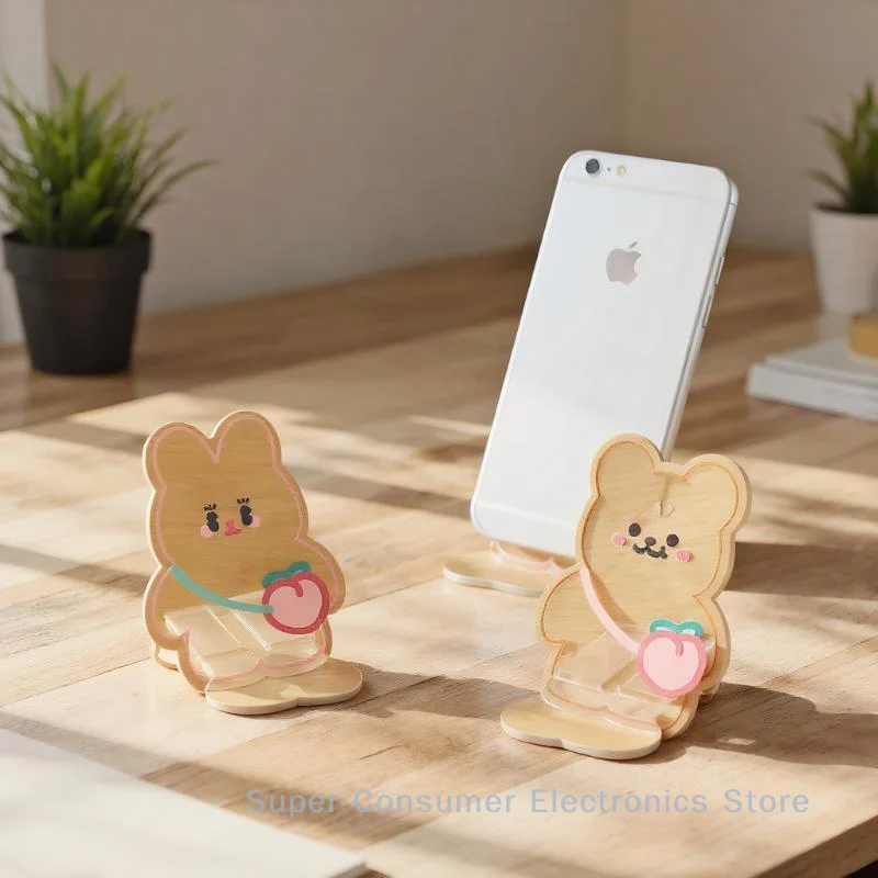 

Портативный съемный держатель для мобильного телефона: декоративный акриловый мультяшный медведь-кролик для рабочего стола